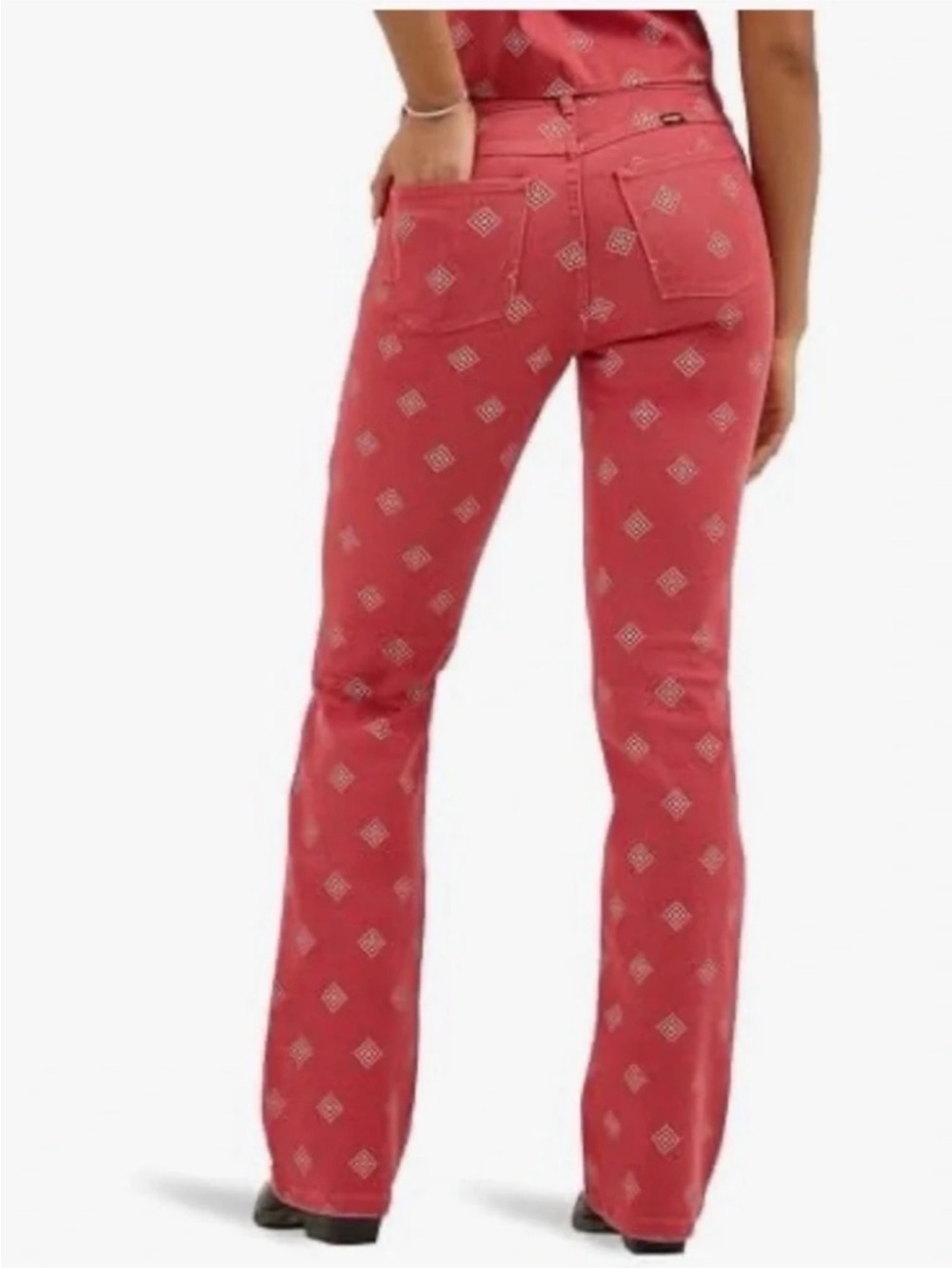 Wrangler Red orange Printed Flare Jeans size 29x30 new with tags.            #12